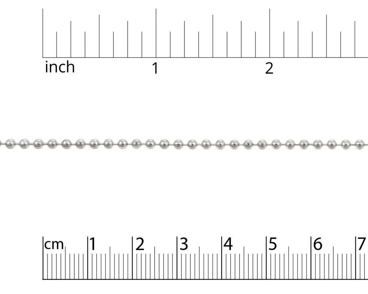 2.4mm Silver Color Ball Chain for Dog Tag and Military Style Necklaces and Jewelry Projects (1 Foot)